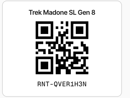 Equipment label with a QR code